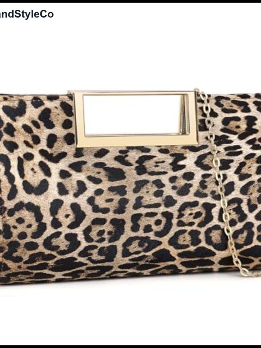 Women's PU Leather Clutch Evening Bag with Metal Handle - Detachable Chain